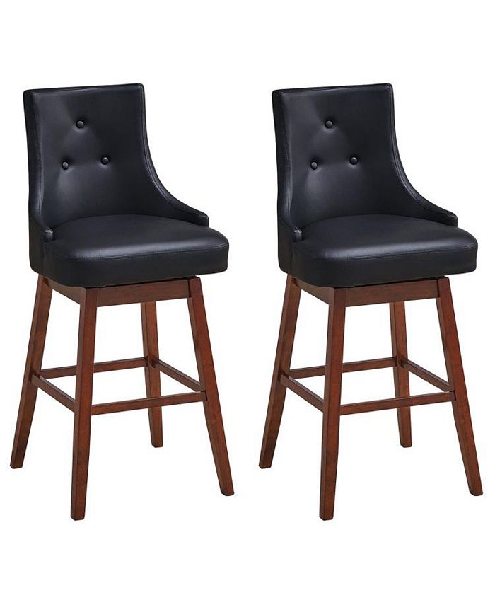 Slickblue 2 Pieces 29 Inch Pub Height Swivel Upholstered Bar Stools