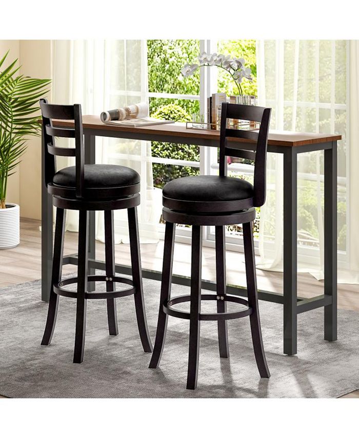 Slickblue Set of 2 Bar Stools Swivel Bar Height Chairs with PU