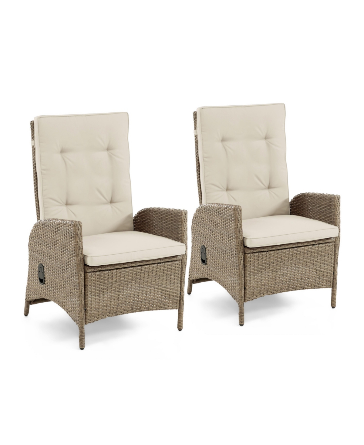 Furniture Of America 2 Piece Resin Wicker Outdoor Gas Spring Reclining Chairs With Cushions In Brown