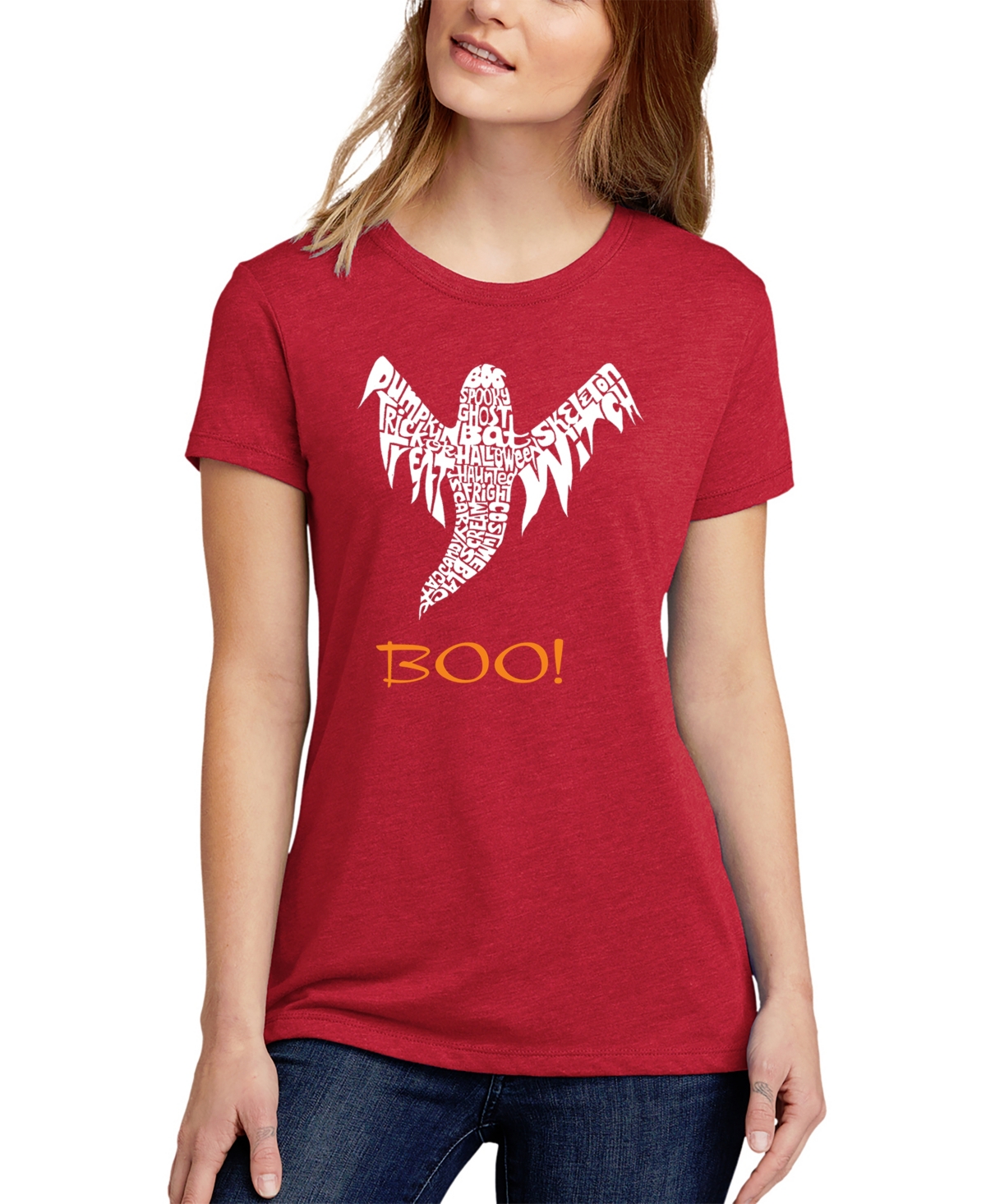La Pop Art Women's Halloween Ghost Premium Blend Word Art Short Sleeve T-shirt