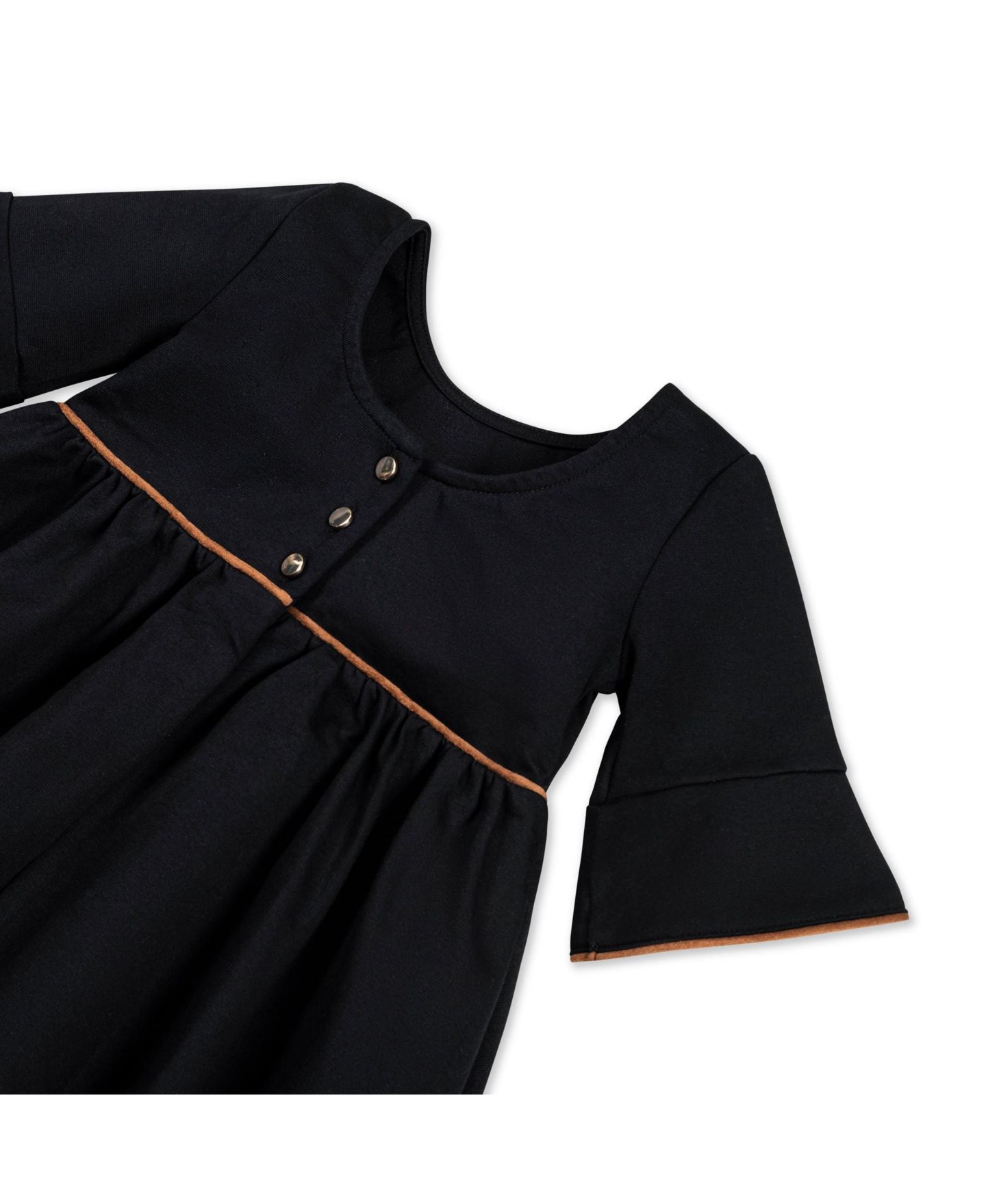 Платье Hope & Henry Ruffle Sleeve Ponte Dress with Suede Detail для девочек, цвет: Чёрный — фото 17