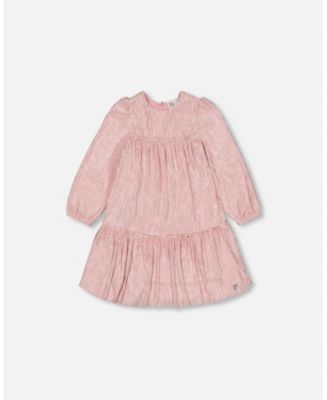 Deux Par Deux Pleated Lame Fabric Loose Dress Sparkling Rose