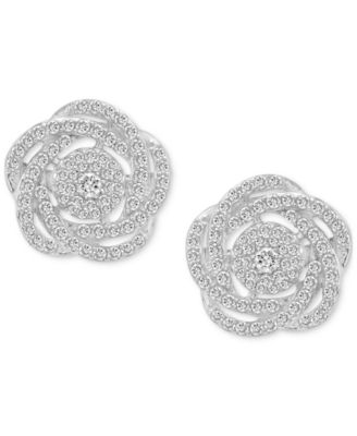 14k White Gold Diamond Pave Knot Earrings (1 ct. t.w.), Created for Macy's 
