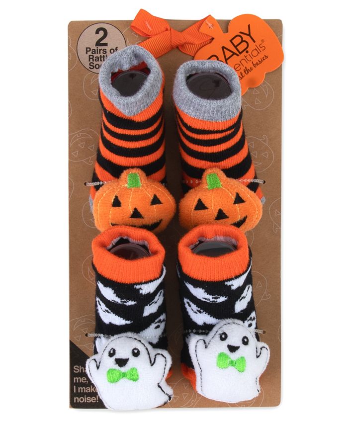 Baby Essentials Baby Boys and Baby Girls Halloween Rattle Socks, Pack