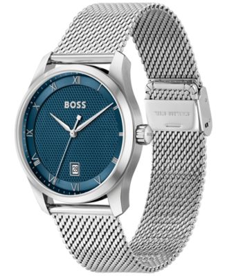 Men's Principle Quartz Basic Calendar Silver-Tone Stainless Steel Watch 41mm