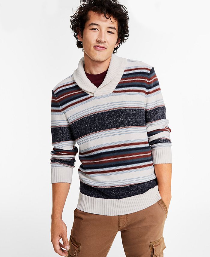 Sun + Stone Men's Blanket Stripe Shawl Sweater, Created for Macy's - Macy's