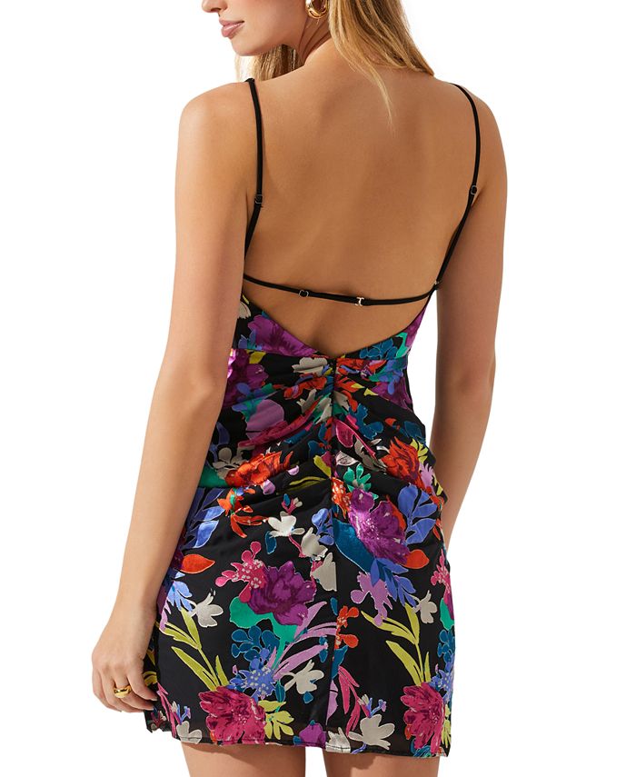 ASTR the Label Women's Alivia FloralPrint Backless Mini Dress Macy's