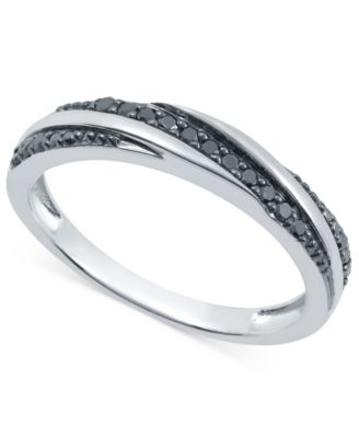 Macy's - Black Diamond Twist Look Ring (1/6 ct. t.w.) in Sterling Silver