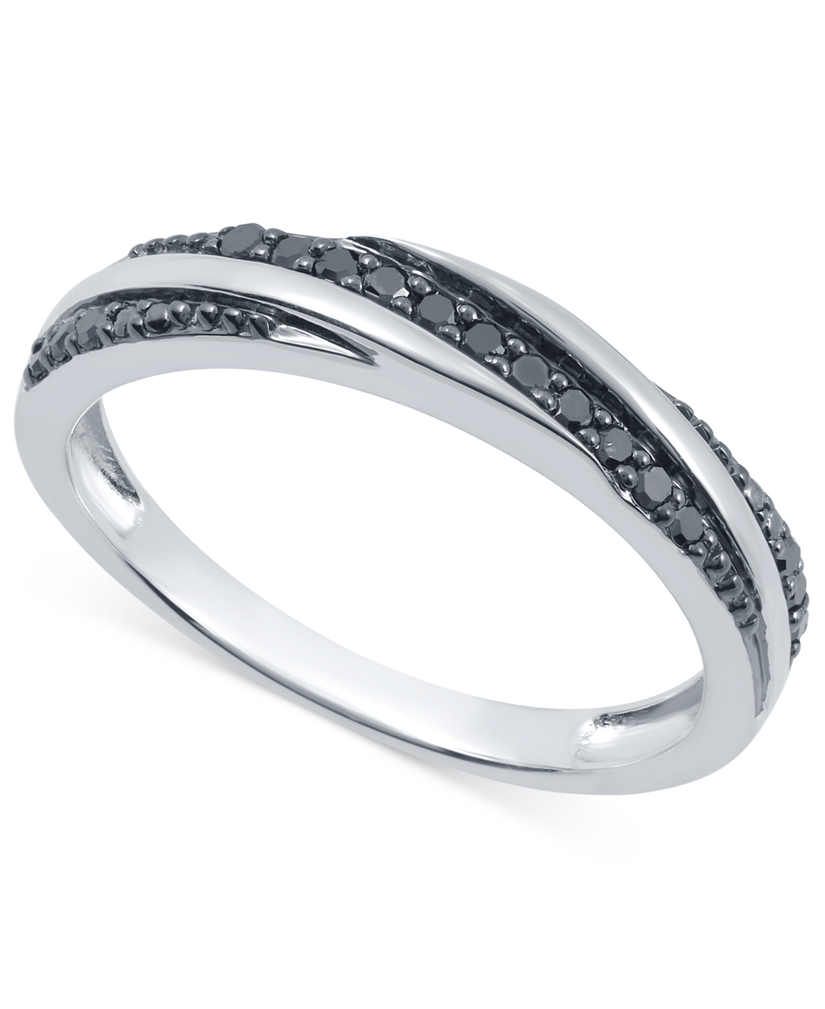 Macy's Black Diamond Twist Look Ring (1/6 Ct. T.w.) In Sterling Silver