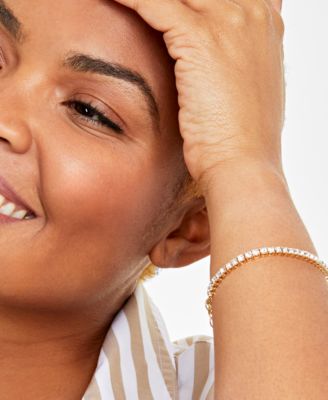 Silver-Tone Flex Tennis Bracelet, 7" + 1" extender, Created for Macy's