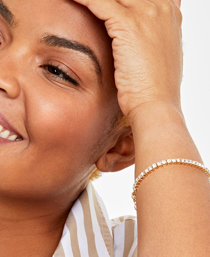 On 34th SilverTone Flex Tennis Bracelet, 7" + 1" extender, Created for