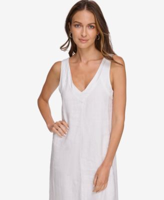 Linen V-Neck Maxi Dress