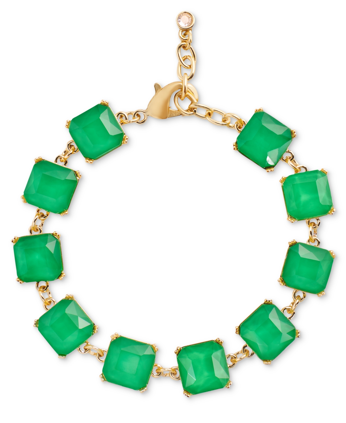 On 34th Gold-tone Stone Station Flex Bracelet, Created For Macy's In Green