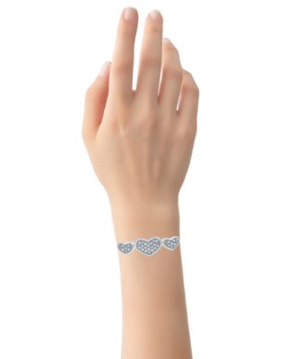 Diamond Three Heart Bolo Bracelet (1/6 ct. t.w.) in Sterling Silver