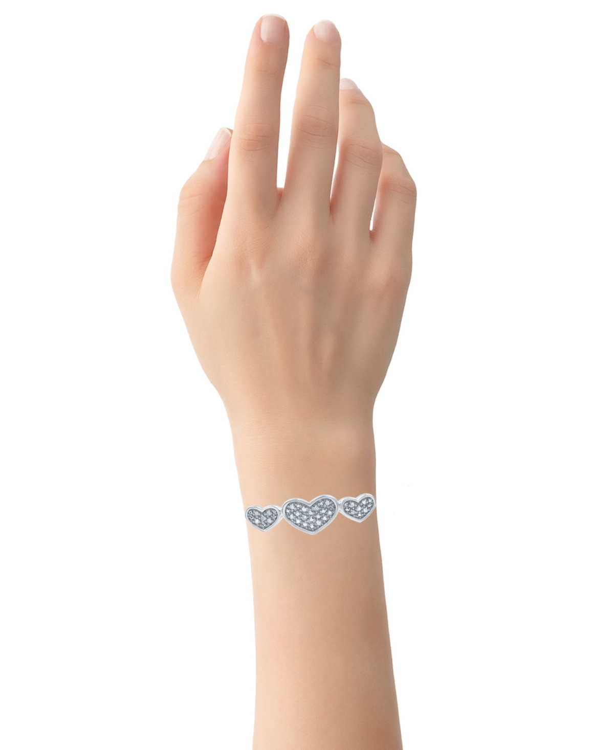MACY'S DIAMOND THREE HEART BOLO BRACELET (1/6 CT. T.W.) IN STERLING SILVER 