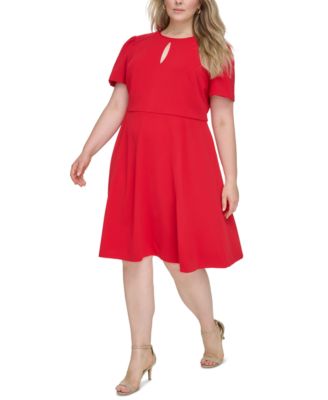 Tommy Hilfiger - Plus Size Keyhole Short-Sleeve Midi Dress