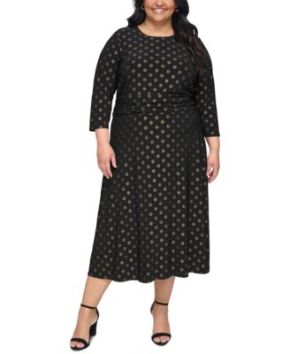 Tommy Hilfiger Plus Size Metallic Dot Ruched Waist Dress Macy s