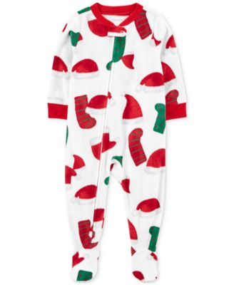 Carter's - Toddler One-Piece Santa Hat Fleece Footed Pajama