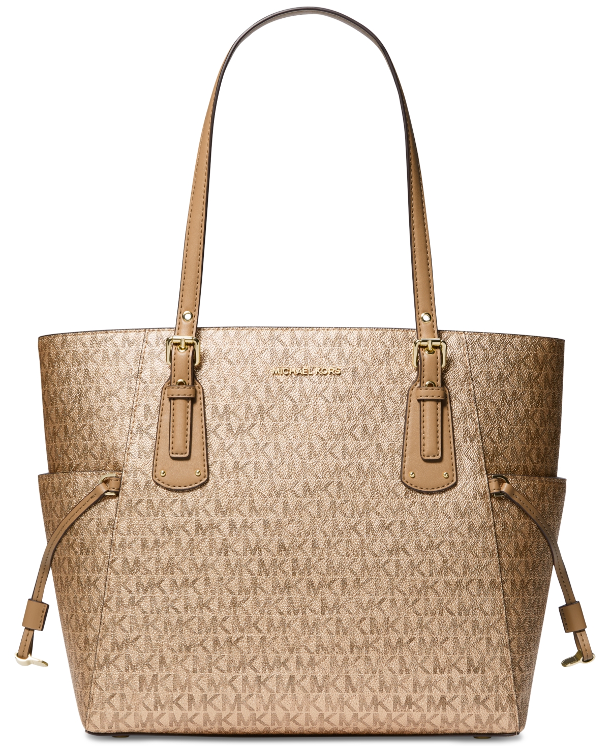 Michael Kors Michael  Logo Voyager East West Large Tote In Camel
