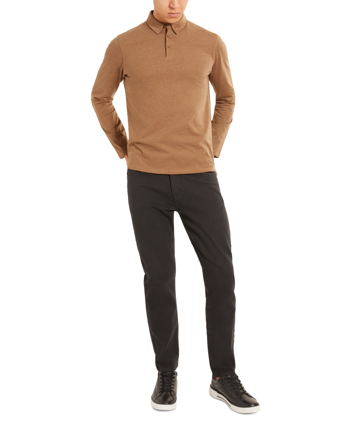 Kenneth Cole Men's Classic Fit Performance Stretch Long Sleeve Polo Shirt
