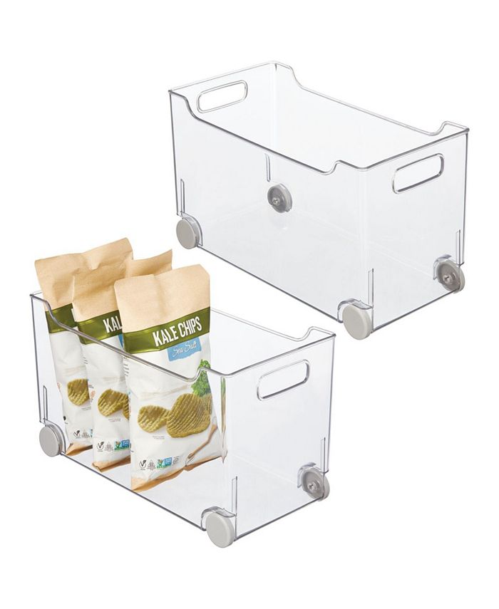 mDesign Small Plastic Kitchen Storage Container Bin with Handles, 2 Pack,  Clear