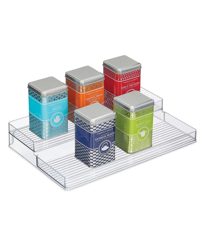 Plastic 2 Tiered Kitchen Food Storage Organizer Spice Rack Holder Clear