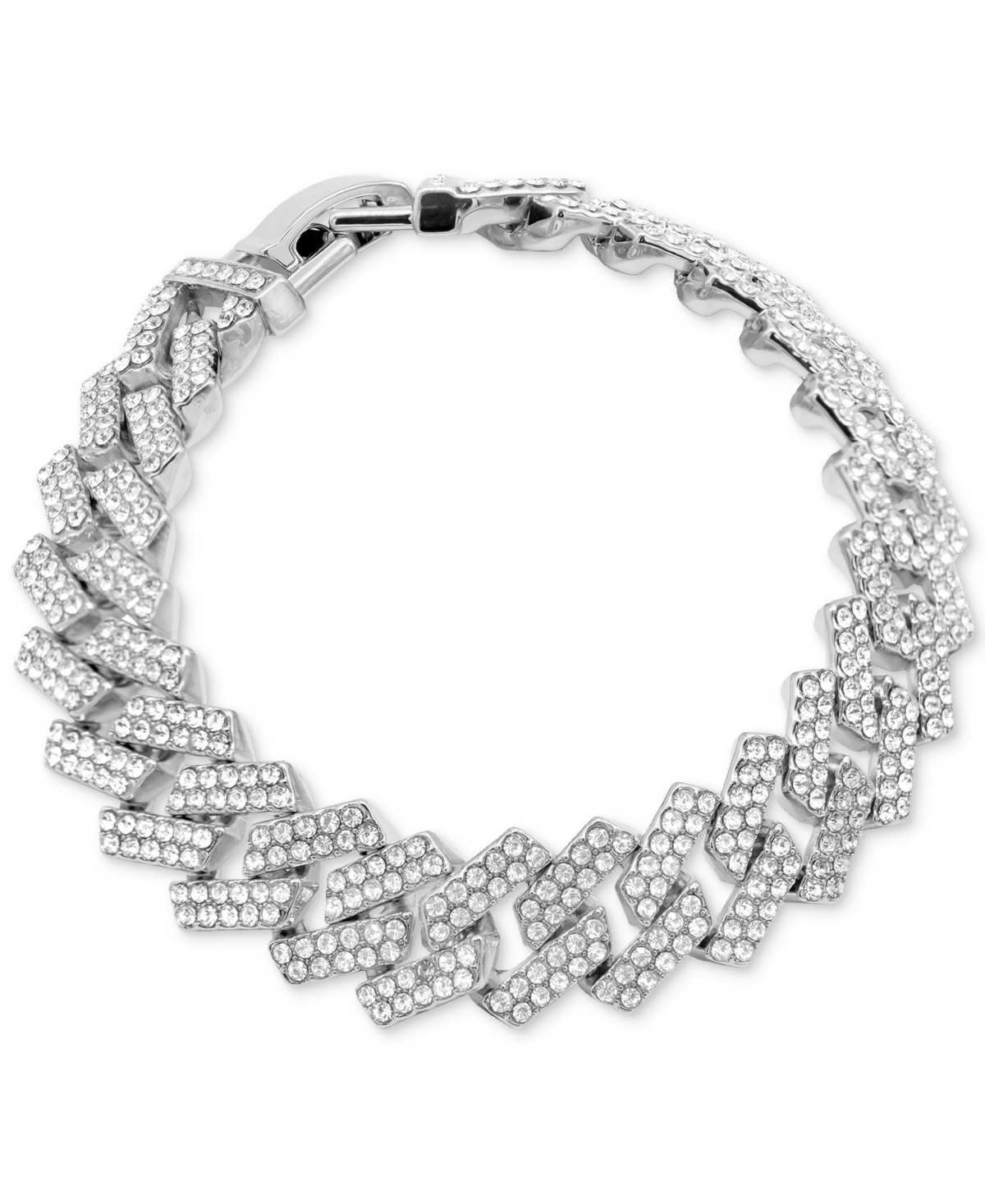 Adornia Rhodium-plated Pave Cuban Chain Link Bracelet In Silver