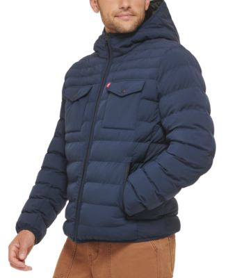 Men's Stretch Hooded Two-Pocket Quilted Jacket