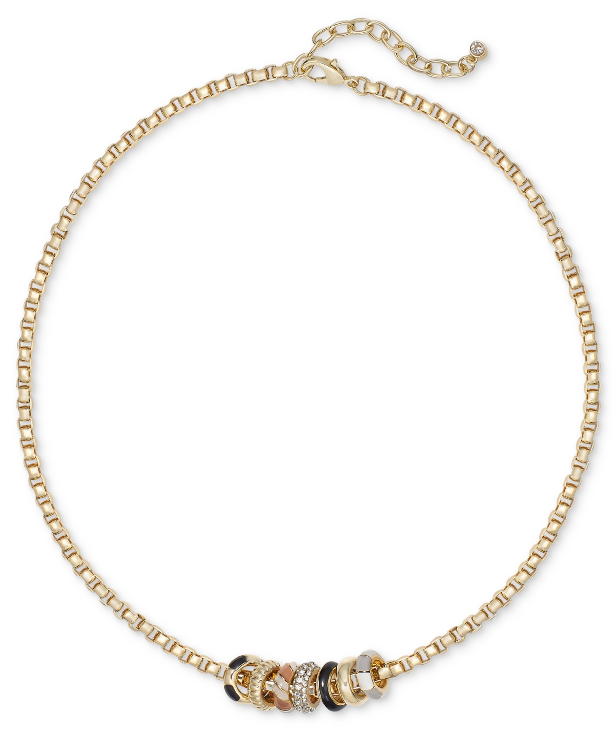 Gold-Tone Crystal & Color Bead Strand Necklace, 18" + 2" extender, Created for Macy's - Brown
