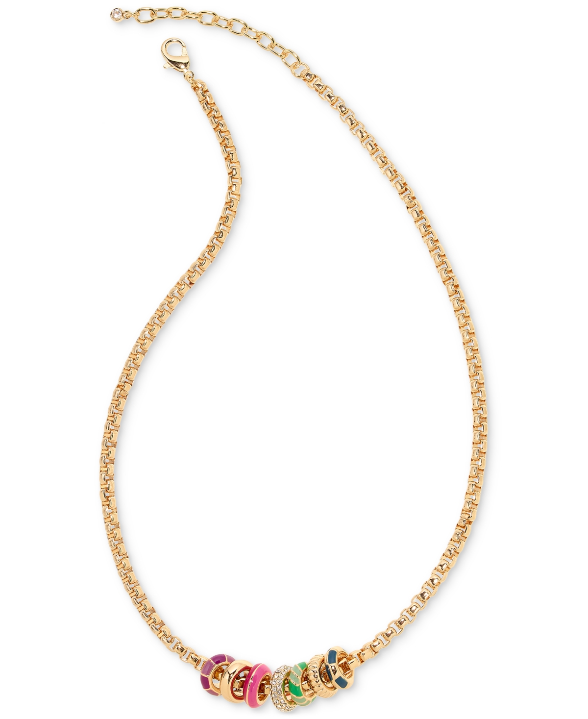 Gold-Tone Crystal & Color Bead Strand Necklace, 18" + 2" extender, Created for Macy's - Brown