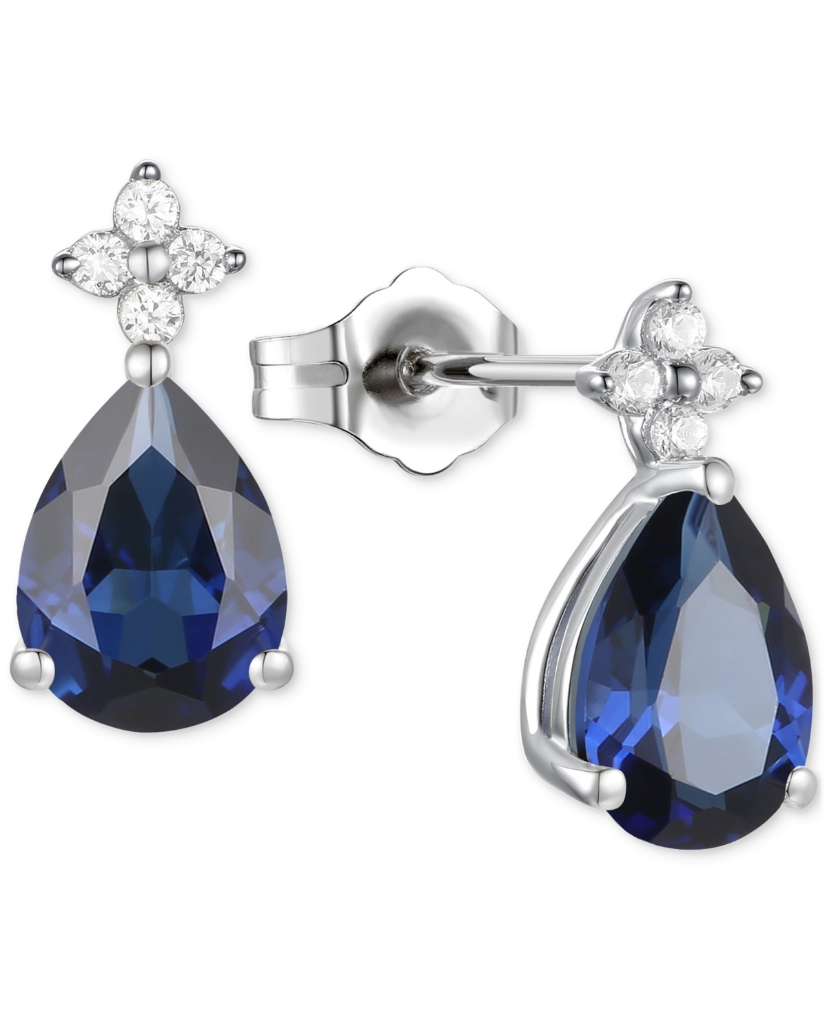 Macy's Morganite (1-3/4 Ct. T.w.) & Lab-grown White Sapphire (1/8 Ct. T.w.) Pear Stud Earrings In 14k Gold-