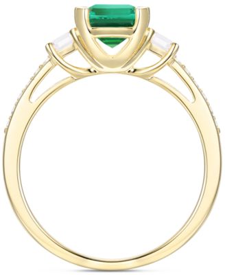 Lab-Grown Emerald (7/8 ct. t.w.) & Lab-Grown White Sapphire (1/3 ct. t.w.) in 14k Gold-Plated Sterling Silver