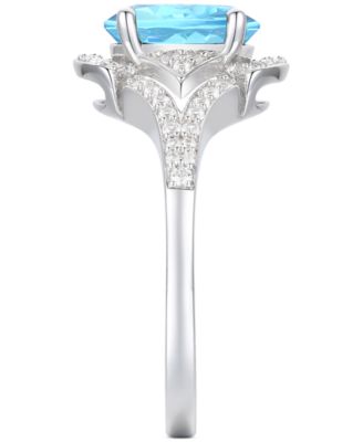 Amethyst (1-1/2 ct. t.w.) & Lab-Grown White Sapphire (1/4 ct. t.w.) Open Frame Ring in 14k Gold-Plated Sterling Silver (Also in Additional Gemstones)