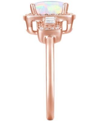 Lab-Grown Emerald (1 ct. t.w.) & Lab-Grown White Sapphire (1/2 ct. t.w.) Halo Statement Ring in 14k Gold-Plated Sterling Silver (Also in Additional Gemstones)