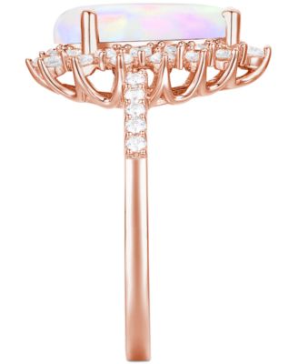Lab-Grown Opal (7/8 ct. t.w.) & Lab-Grown White Sapphire (5/8 ct. t.w.) Halo Ring in 14k Rose Gold-Plated Sterling Silver (Also in Lab-Grown Ruby & Lab-Grown Blue Sapphire)