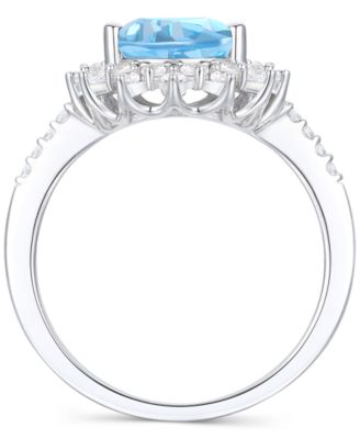 Amethyst (2-1/2 ct. t.w.) & Lab-Grown White Sapphire (5/8 ct. t.w.) Pear Halo Ring in 14k Gold-Plated Sterling Silver (Also in Blue Topaz)