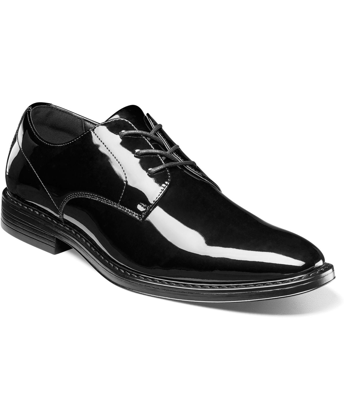 Мужские туфли Nunn Bush Centro Formal Flex Plain Toe Oxford, цвет: Чёрный лаковый — фото 1