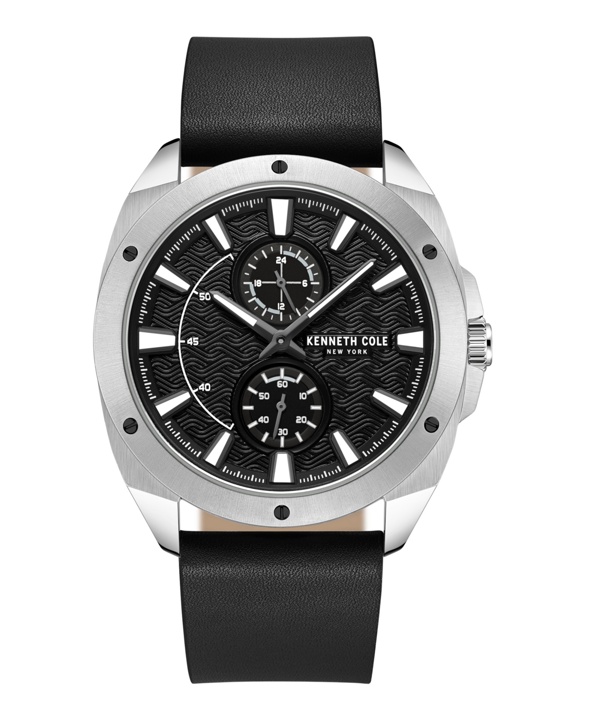 Kenneth Cole New York Dress Black Genuine Leather Watch 43mm