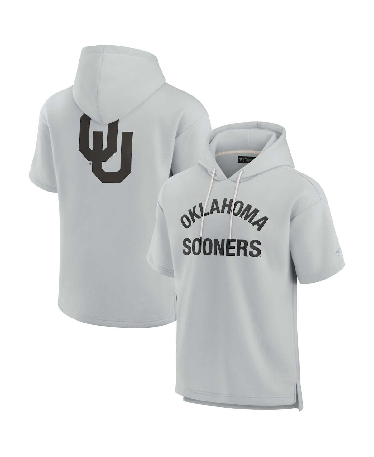Shop Fanatics Signature Men's And Women's  Gray Oklahoma Sooners Super Soft Fleece Short Sleeve Pullover H