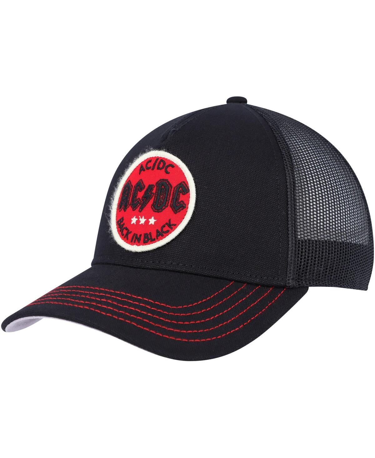 Men's American Needle Black Ac/Dc Valin Trucker Snapback Hat - Black
