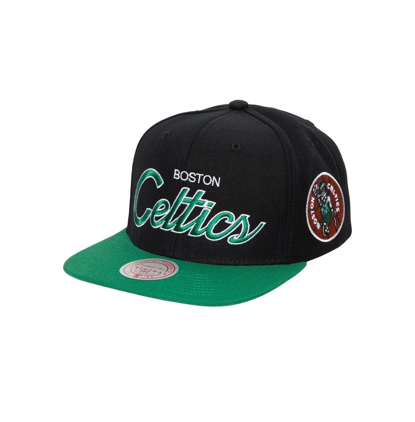 Мужская кепка Mitchell & Ness Black Boston Celtics Hardwood Classics MVP Team Script 2.0 Snapback Hat — фото 1