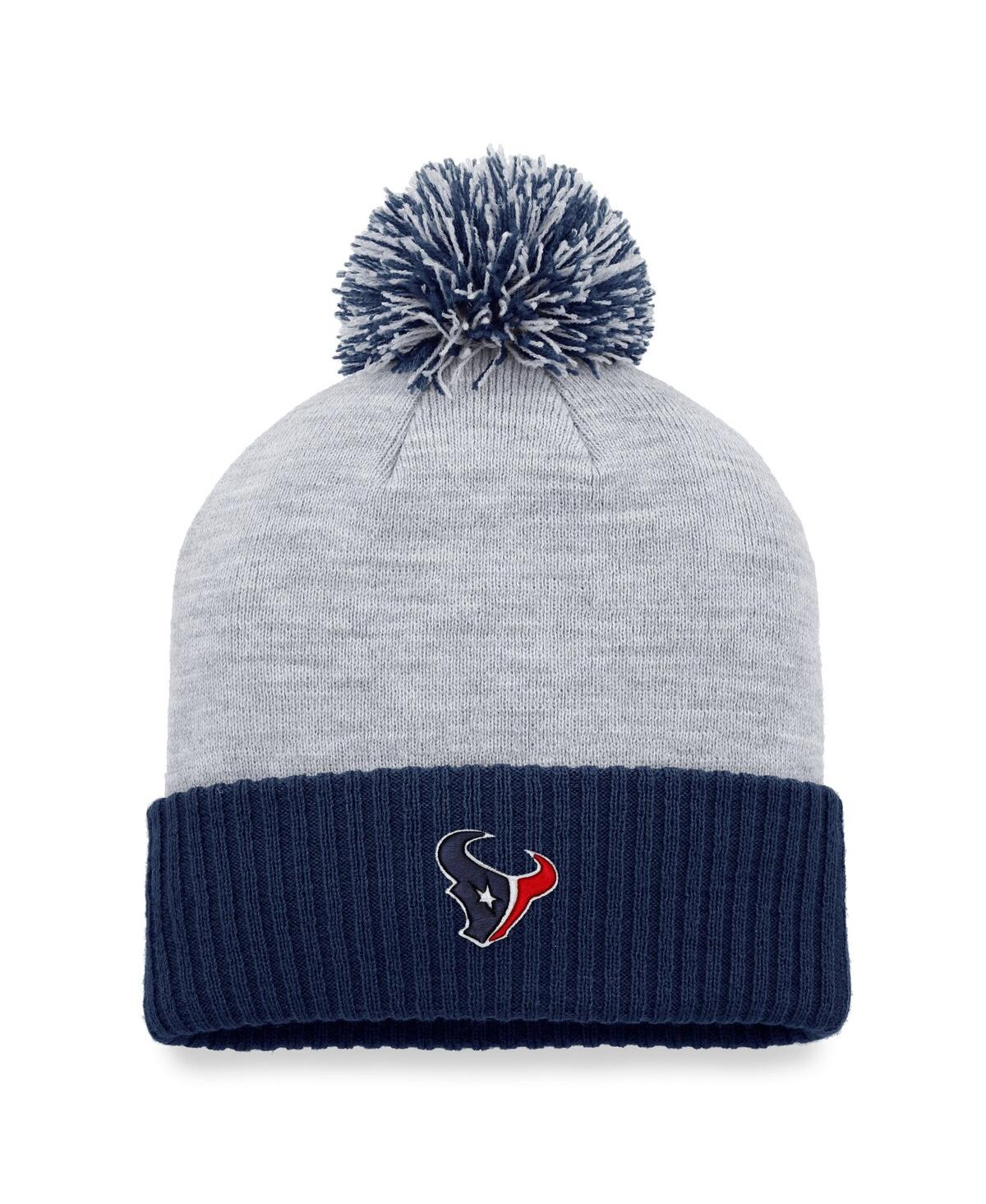 Fanatics Branded Heather Gray Houston Texans Ash Cuffed Knit Hat With Pom In Heather Gray