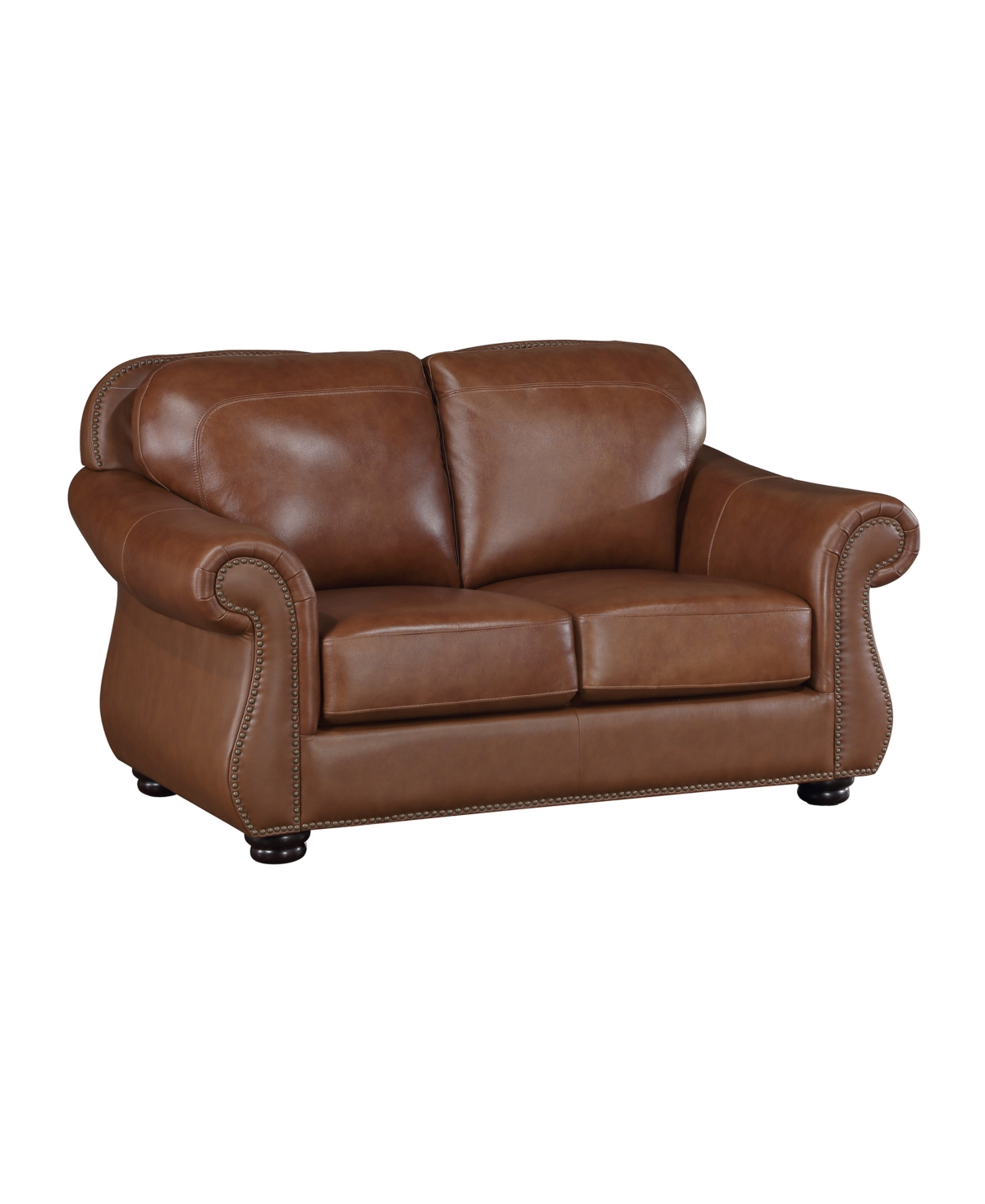 Homelegance White Label Dadeville 64" Leather Match Love Seat In Camel Brown