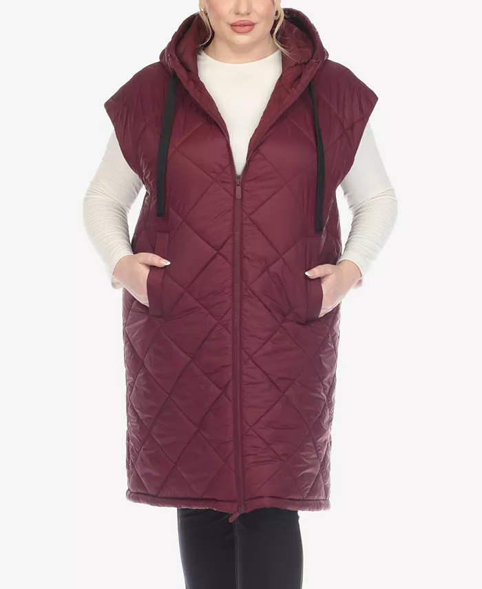 Plus Size Diamond Quilted Hooded Puffer Vest - thumbnail 7