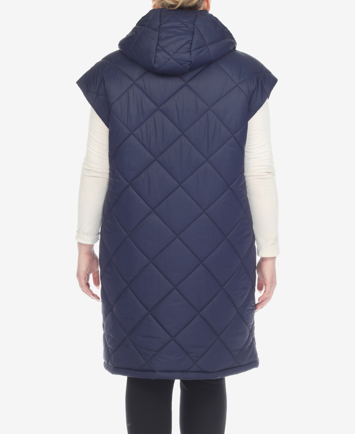 White Mark Plus Size Diamond Quilted Hooded Puffer Vest