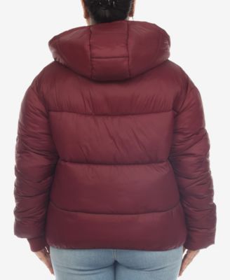 Plus Size Hooded Bomber Puffer Coat