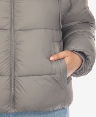 Plus Size Hooded Bomber Puffer Coat