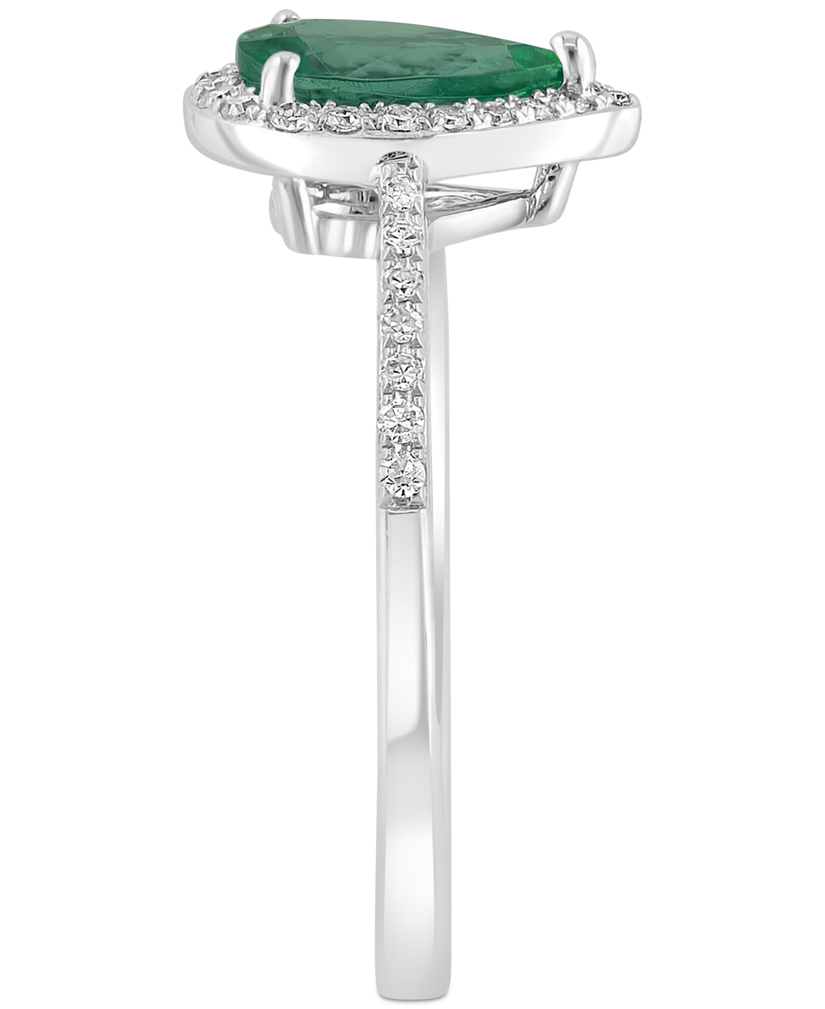 Effy Emerald (7/8 ct. t.w.) & Diamond (1/6 ct. t.w.) Ring in 14k Gold (Also available in 14k White Gold) - 14k White Gold