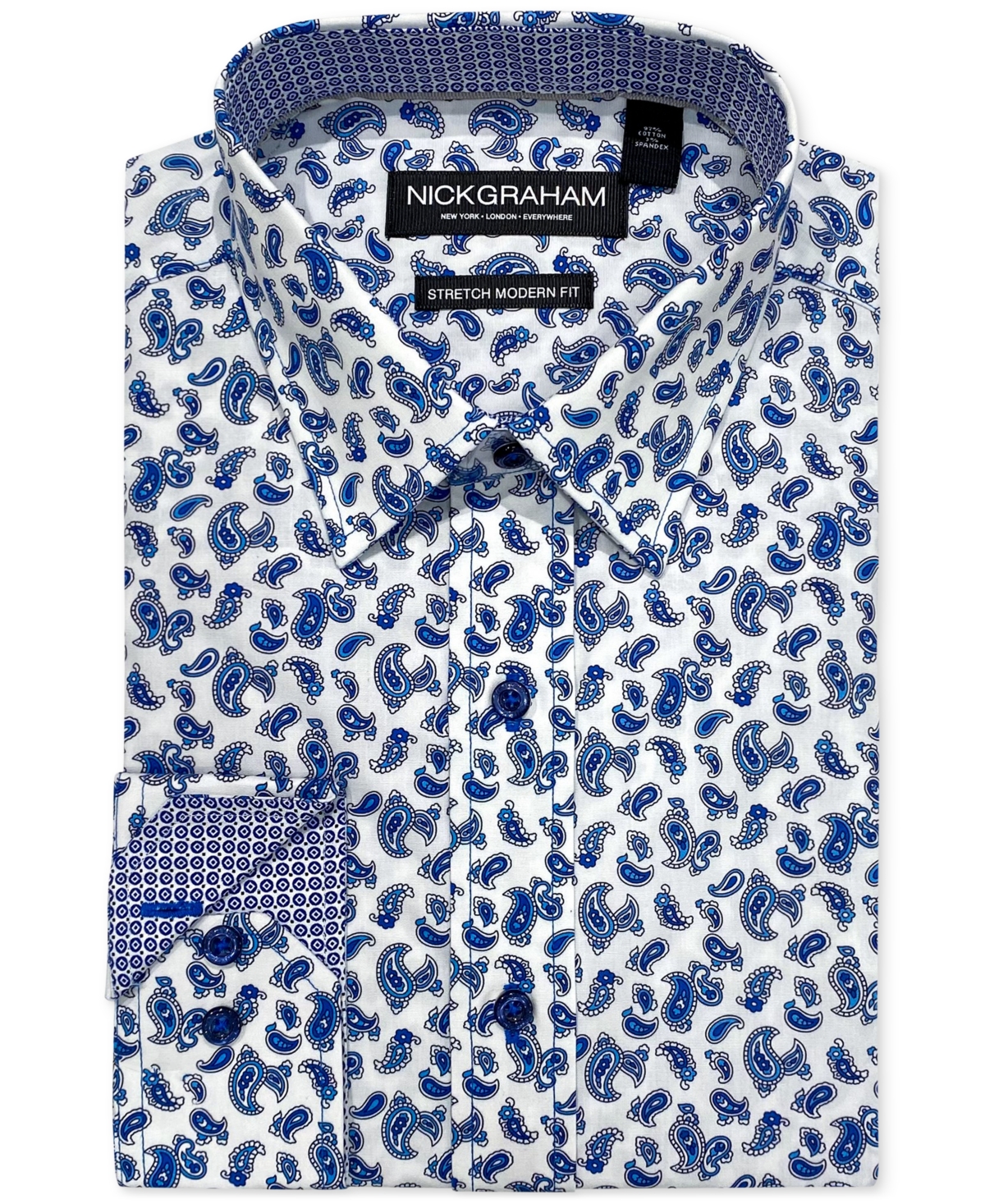 Men's Modern-Fit Paisley Shirt - Blue