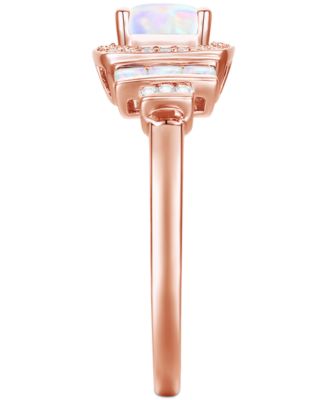 Lab-Grown Opal (3/8 ct. t.w.) & Lab-Grown White Sapphire (1/6 ct. t.w.) Statement Ring in 14k Rose Gold-Plated Sterling Silver (Also in Lab-Grown Ruby & Lab-Grown Blue Sapphire)